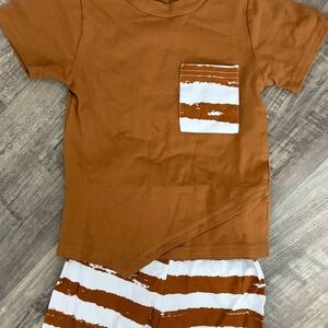 Brown and White Striped Kids Outfit